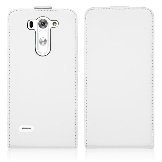 Kunst-Lederhülle für LG G3 S Flip-Case weiﬂ + 2 Schutzfolien