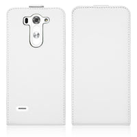 Kunst-Lederhülle für LG G3 S Flip-Case weiﬂ + 2 Schutzfolien
