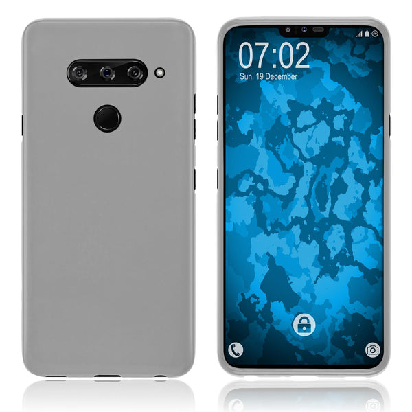 PhoneNatic Case kompatibel mit LG V40 ThinQ - transparent-weiﬂ Silikon Hülle matt Cover