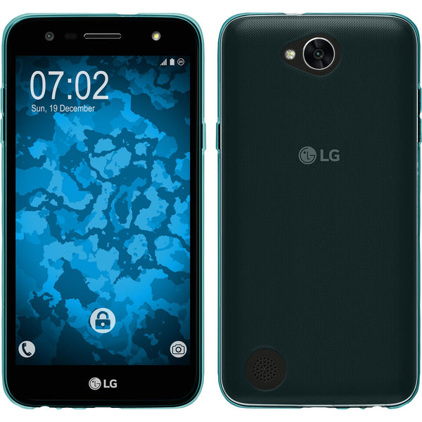 PhoneNatic Case kompatibel mit LG X Power 2 - türkis Silikon Hülle transparent + 2 Schutzfolien
