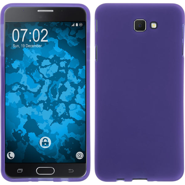 PhoneNatic Case kompatibel mit Samsung Galaxy J7 Prime - lila Silikon Hülle matt + 2 Schutzfolien