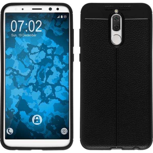 PhoneNatic Case kompatibel mit Huawei Mate 10 Lite - schwarz Silikon Hülle Lederoptik Cover