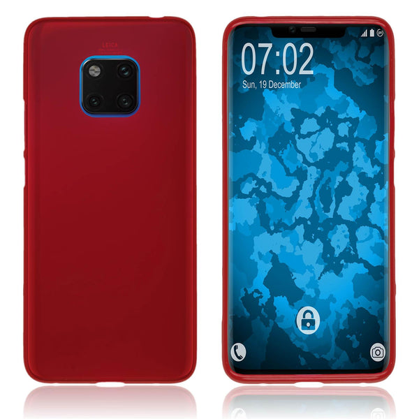 PhoneNatic Case kompatibel mit Huawei Mate 20 Pro - rot Silikon Hülle matt Cover