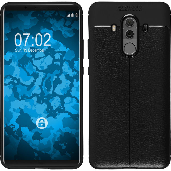 PhoneNatic Case kompatibel mit Huawei Mate 10 Pro - schwarz Silikon Hülle Lederoptik Cover
