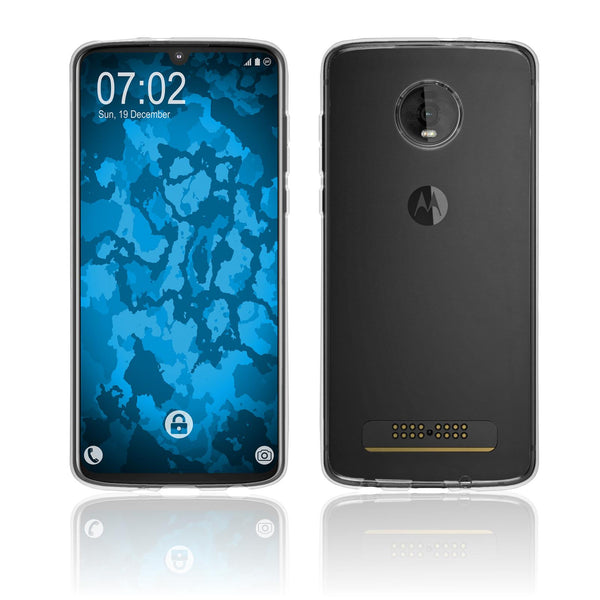 PhoneNatic Case kompatibel mit Lenovo Moto Z4 - Crystal Clear Silikon Hülle transparent + 2 Schutzfolien