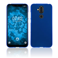 PhoneNatic Case kompatibel mit  Nokia 8.1 (X7) - blau Silikon Hülle matt Cover