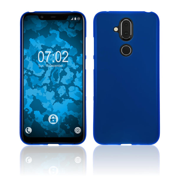 PhoneNatic Case kompatibel mit  Nokia 8.1 (X7) - blau Silikon Hülle matt Cover