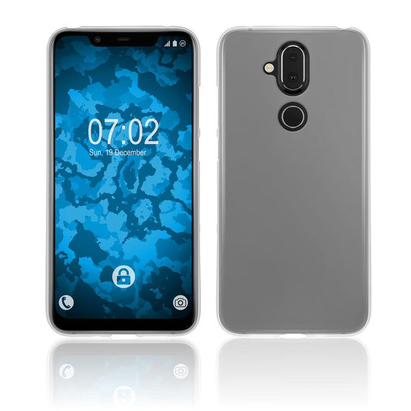 PhoneNatic Case kompatibel mit  Nokia 8.1 (X7) - transparent-weiß Silikon Hülle matt Cover