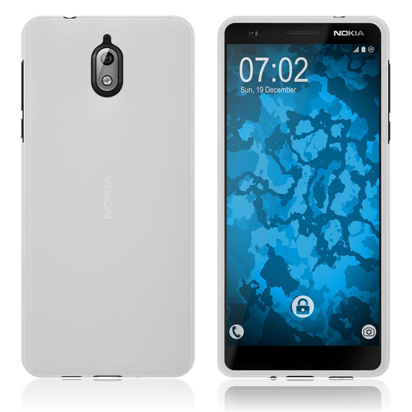 PhoneNatic Case kompatibel mit  Nokia 3.1 - transparent-weiß Silikon Hülle matt Cover