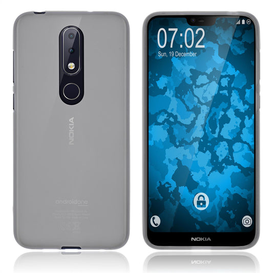 PhoneNatic Case kompatibel mit  Nokia 6.1 Plus - transparent-weiß Silikon Hülle matt Cover