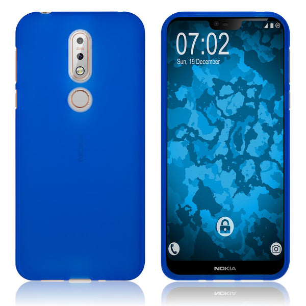 PhoneNatic Case kompatibel mit  Nokia 7.1 - blau Silikon Hülle matt Cover