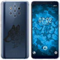 Nokia 9 PureView Silikon-Hülle Floral Wolf M3-1 Case