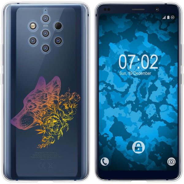 Nokia 9 PureView Silikon-Hülle Floral Wolf M3-3 Case