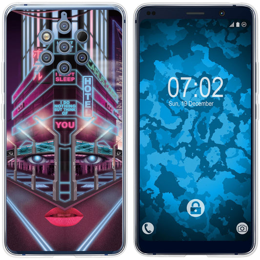 Nokia 9 PureView Silikon-Hülle Retro Wave Cyberpunk.02 M5 Ca