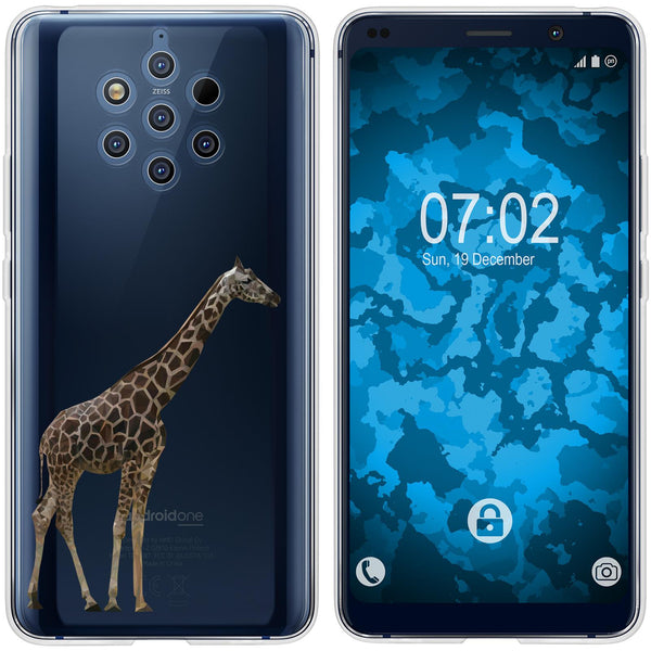 Nokia 9 PureView Silikon-Hülle Vektor Tiere Giraffe M8 Case