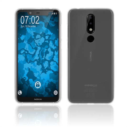 PhoneNatic Case kompatibel mit  Nokia 5.1 Plus - transparent-weiﬂ Silikon Hülle matt Cover