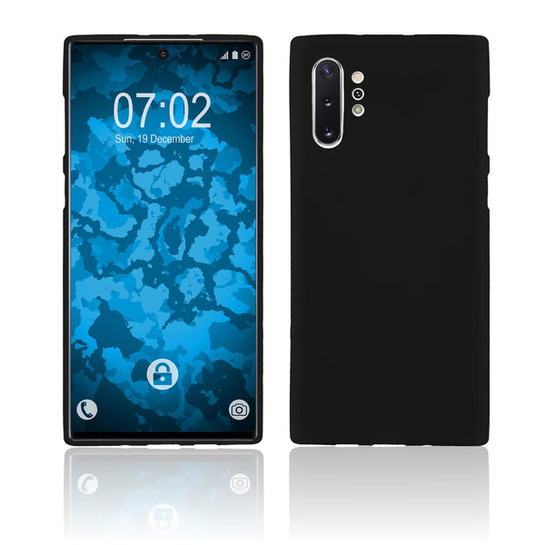 PhoneNatic Case kompatibel mit Samsung Galaxy Note 10+ - schwarz Silikon Hülle matt Cover