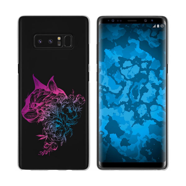 Galaxy Note 8 Silikon-Hülle Floral Katze M2-6 Case