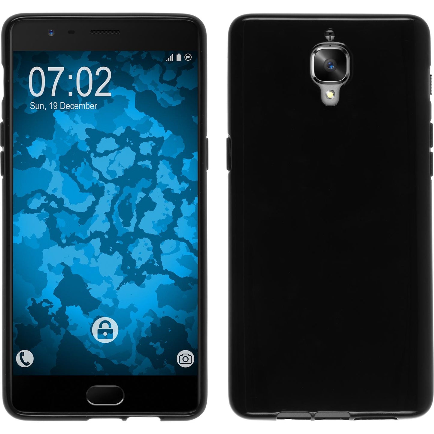 PhoneNatic Case kompatibel mit  OnePlus 3T - schwarz Silikon Hülle  + 2 Schutzfolien