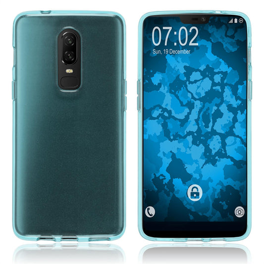 PhoneNatic Case kompatibel mit  OnePlus 6 - türkis Silikon Hülle transparent Cover