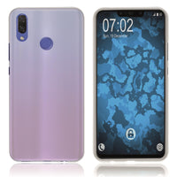 PhoneNatic Case kompatibel mit Huawei P Smart+ - transparent-weiﬂ Silikon Hülle matt Cover