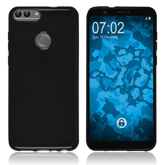 PhoneNatic Case kompatibel mit Huawei P Smart - schwarz Silikon Hülle transparent Cover
