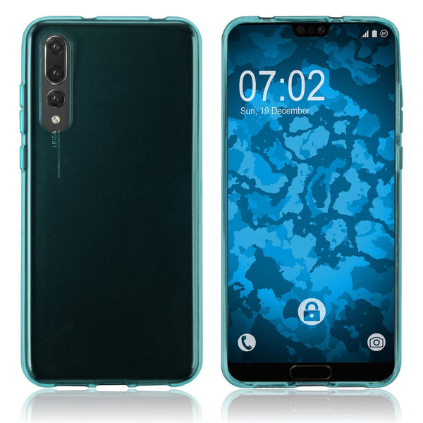 PhoneNatic Case kompatibel mit Huawei P20 Pro - türkis Silikon Hülle transparent Cover