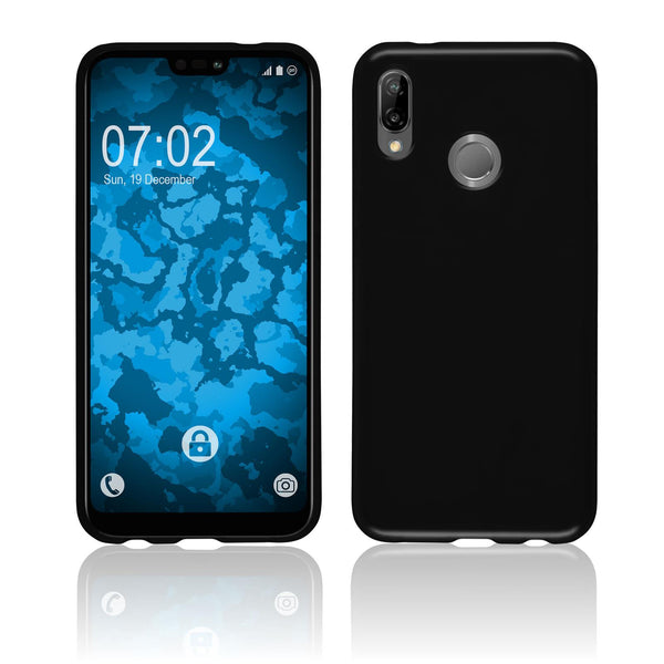 PhoneNatic Case kompatibel mit Huawei P20 Lite - schwarz Silikon Hülle transparent Cover
