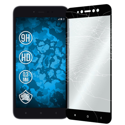 2 x Xiaomi Redmi Note 5A Glas-Displayschutzfolie klar full-s