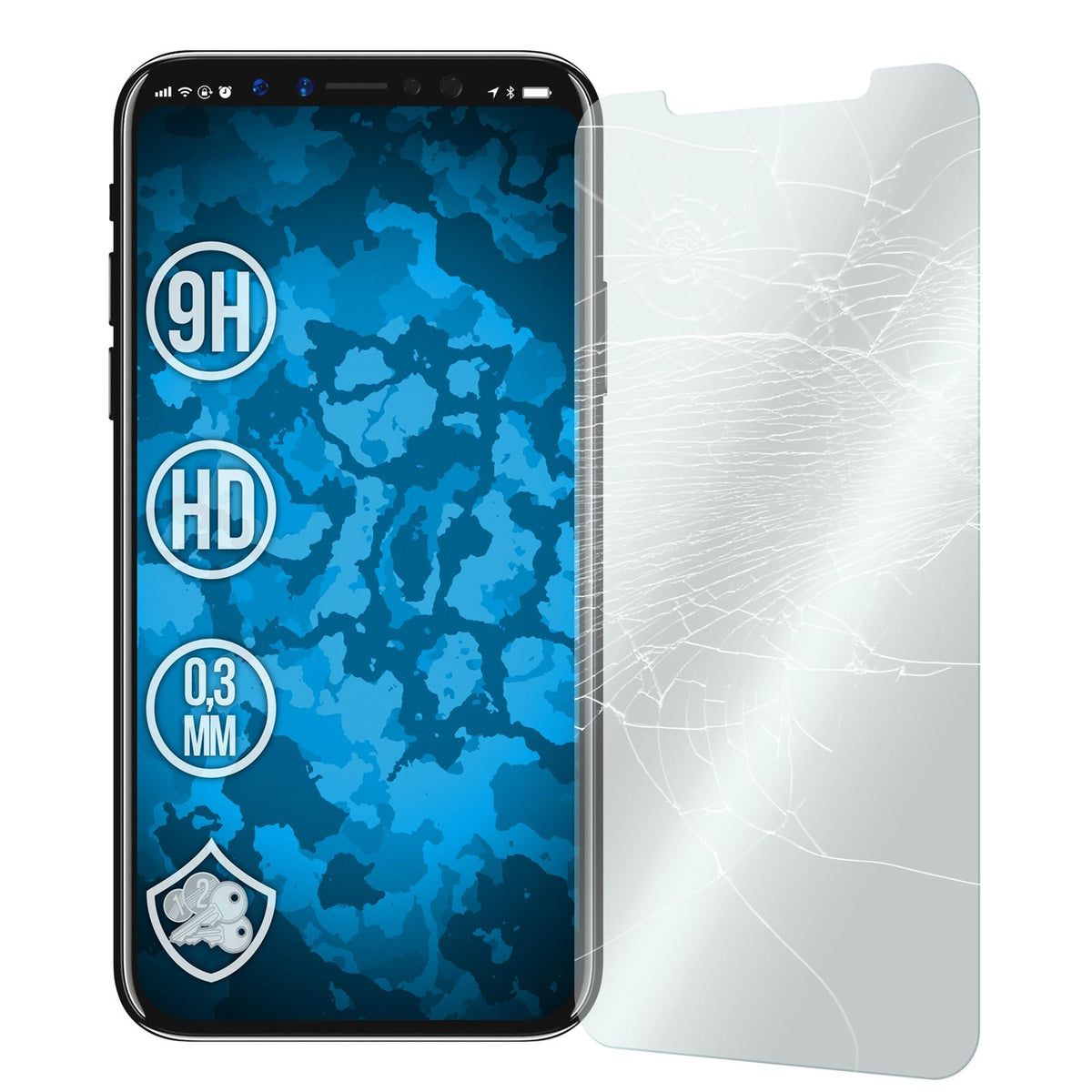 3 x Apple iPhone X / XS Glas-Displayschutzfolie klar