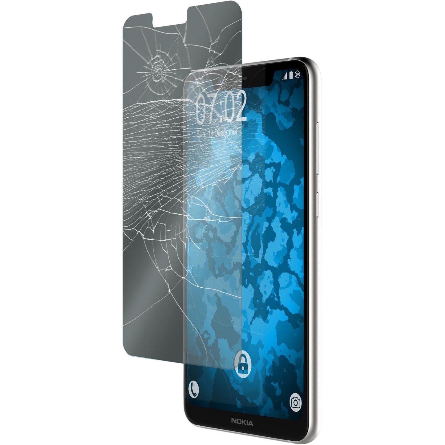 3 x  Nokia 5.1 Plus Glas-Displayschutzfolie klar