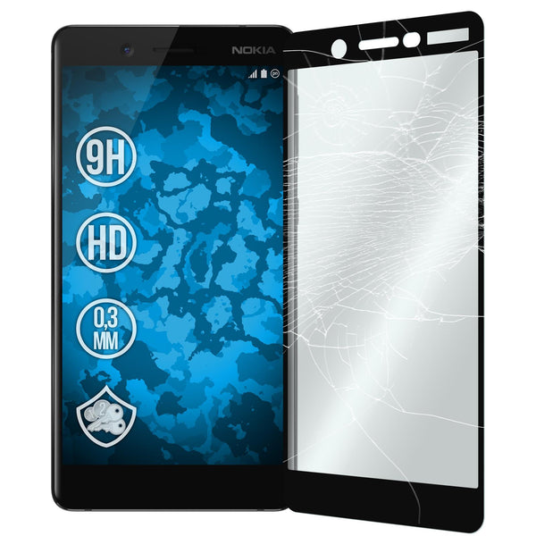 1 x  Nokia 7 Glas-Displayschutzfolie klar full-screen schwar