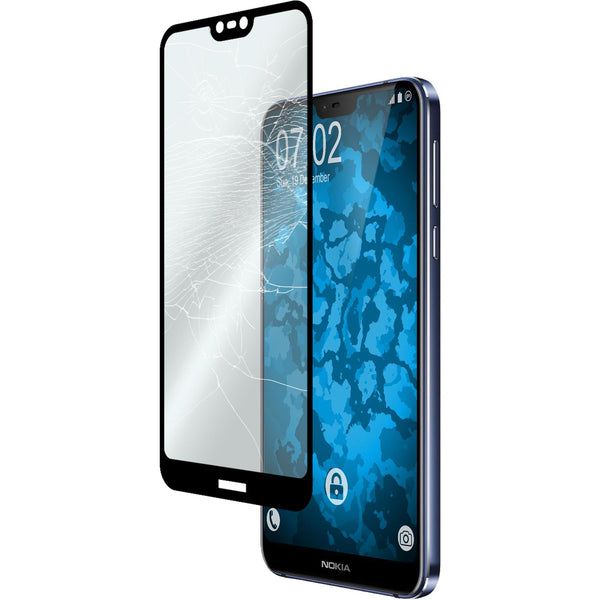 1 x  Nokia 7.1 Glas-Displayschutzfolie klar full-screen schw