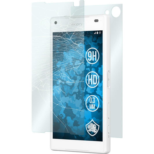 2 x Sony Xperia Z5 Compact Glas-Displayschutzfolie klar Full