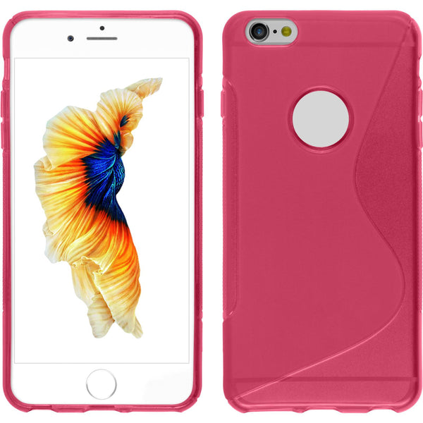 PhoneNatic Case kompatibel mit Apple iPhone 6 Plus / 6s Plus - pink Silikon Hülle S-Style + 2 Schutzfolien