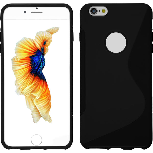 PhoneNatic Case kompatibel mit Apple iPhone 6 Plus / 6s Plus - schwarz Silikon Hülle S-Style + 2 Schutzfolien