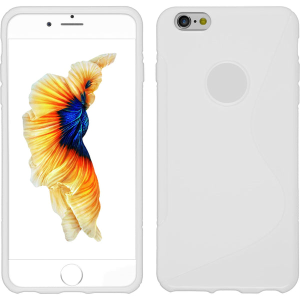 PhoneNatic Case kompatibel mit Apple iPhone 6 Plus / 6s Plus - weiß Silikon Hülle S-Style + 2 Schutzfolien