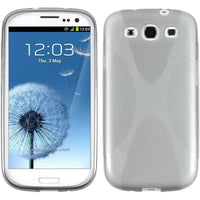 PhoneNatic Case kompatibel mit Samsung Galaxy S3 - grau Silikon Hülle X-Style + 2 Schutzfolien
