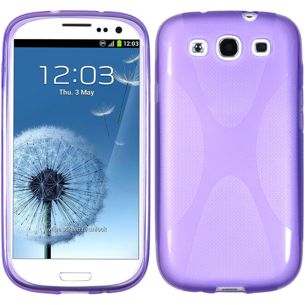 PhoneNatic Case kompatibel mit Samsung Galaxy S3 - lila Silikon Hülle X-Style + 2 Schutzfolien