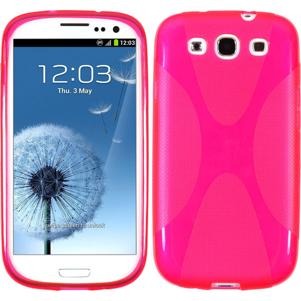 PhoneNatic Case kompatibel mit Samsung Galaxy S3 - pink Silikon Hülle X-Style + 2 Schutzfolien
