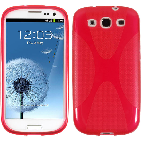 PhoneNatic Case kompatibel mit Samsung Galaxy S3 - rot Silikon Hülle X-Style