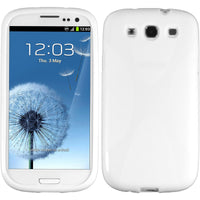 PhoneNatic Case kompatibel mit Samsung Galaxy S3 - weiﬂ Silikon Hülle X-Style + 2 Schutzfolien