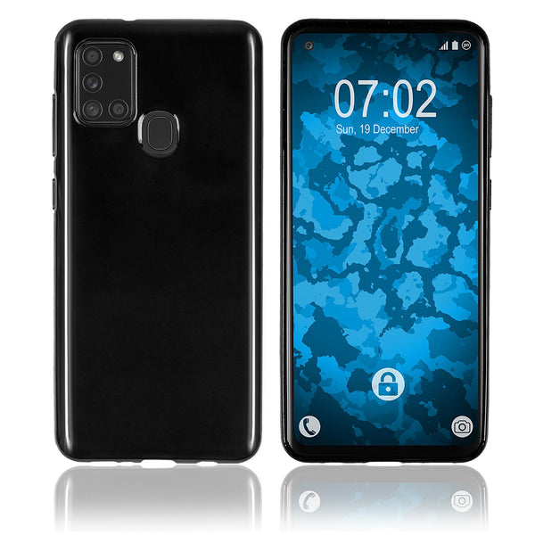 PhoneNatic Case kompatibel mit Samsung Galaxy A21 S - schwarz Silikon Hülle crystal-case Cover