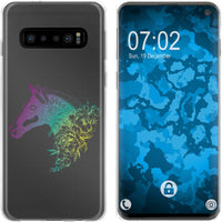 Galaxy S10 Silikon-Hülle Floral Pferd M5-4 Case