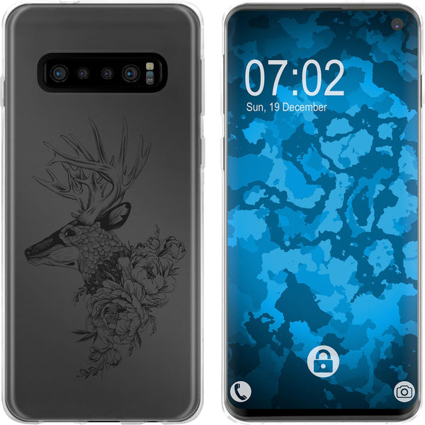 Galaxy S10 Silikon-Hülle Floral Hirsch M7-1 Case