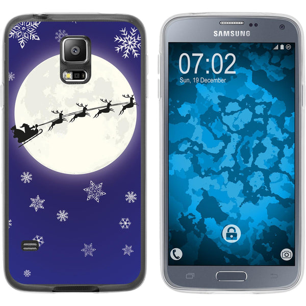 Galaxy S5 Neo Silikon-Hülle X Mas Weihnachten Santa - Snowfl