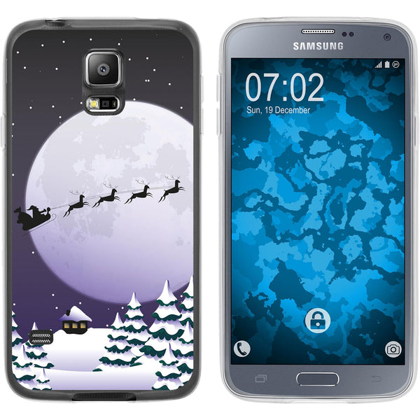 Galaxy S5 Neo Silikon-Hülle X Mas Weihnachten Santa - Night
