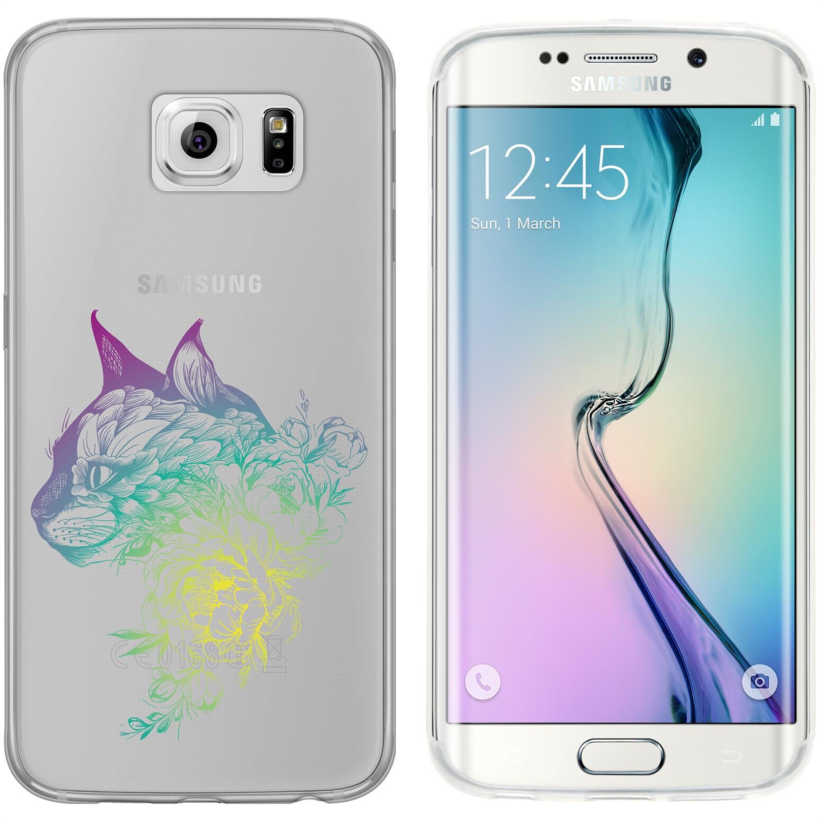 Galaxy S6 Edge Silikon-Hülle Floral Katze M2-4 Case
