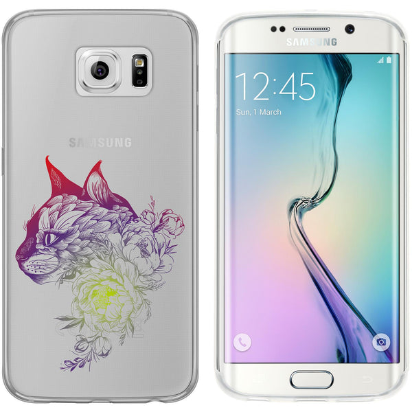 Galaxy S6 Edge Silikon-Hülle Floral Katze M2-5 Case