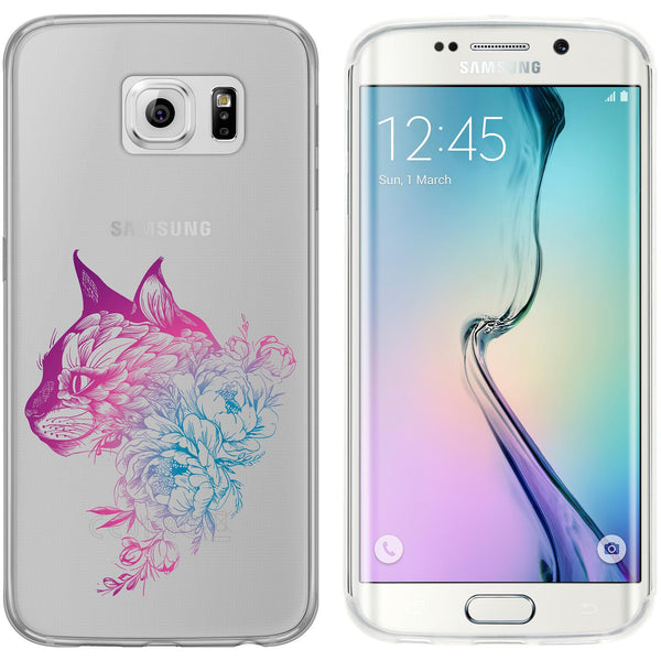 Galaxy S6 Edge Silikon-Hülle Floral Katze M2-6 Case